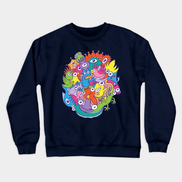 Funny monsters parade in doodle art style Crewneck Sweatshirt by zooco